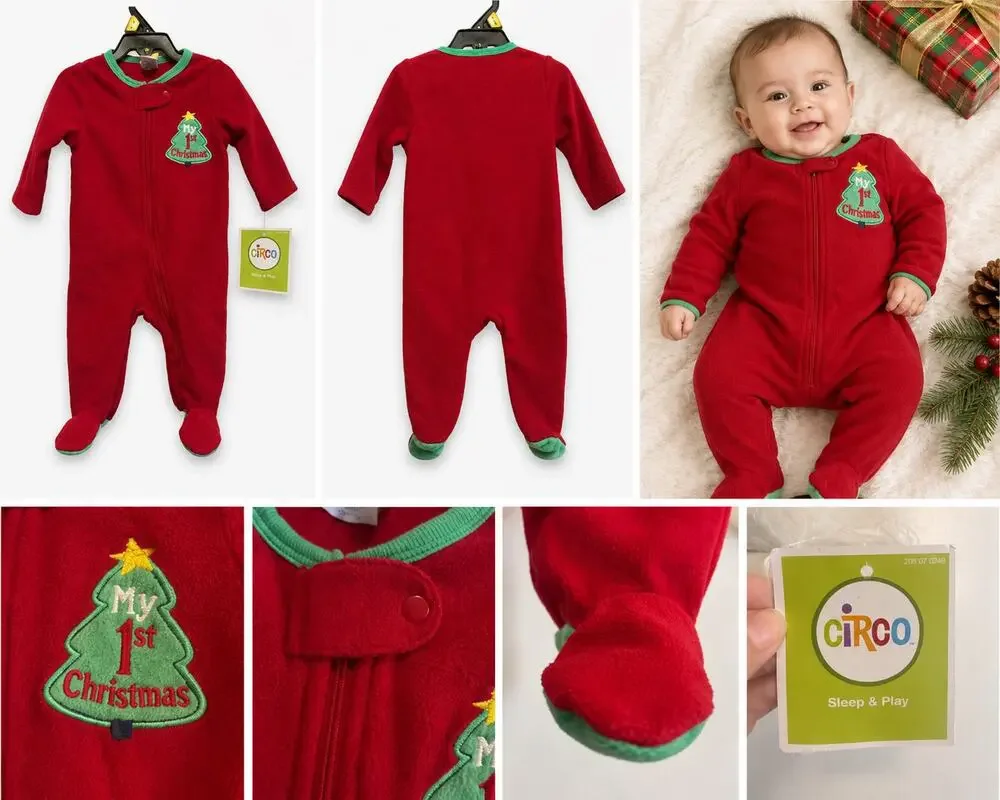 Circo Baby “My 1st Christmas” Red Fleece Sleep & Play – 3 Months